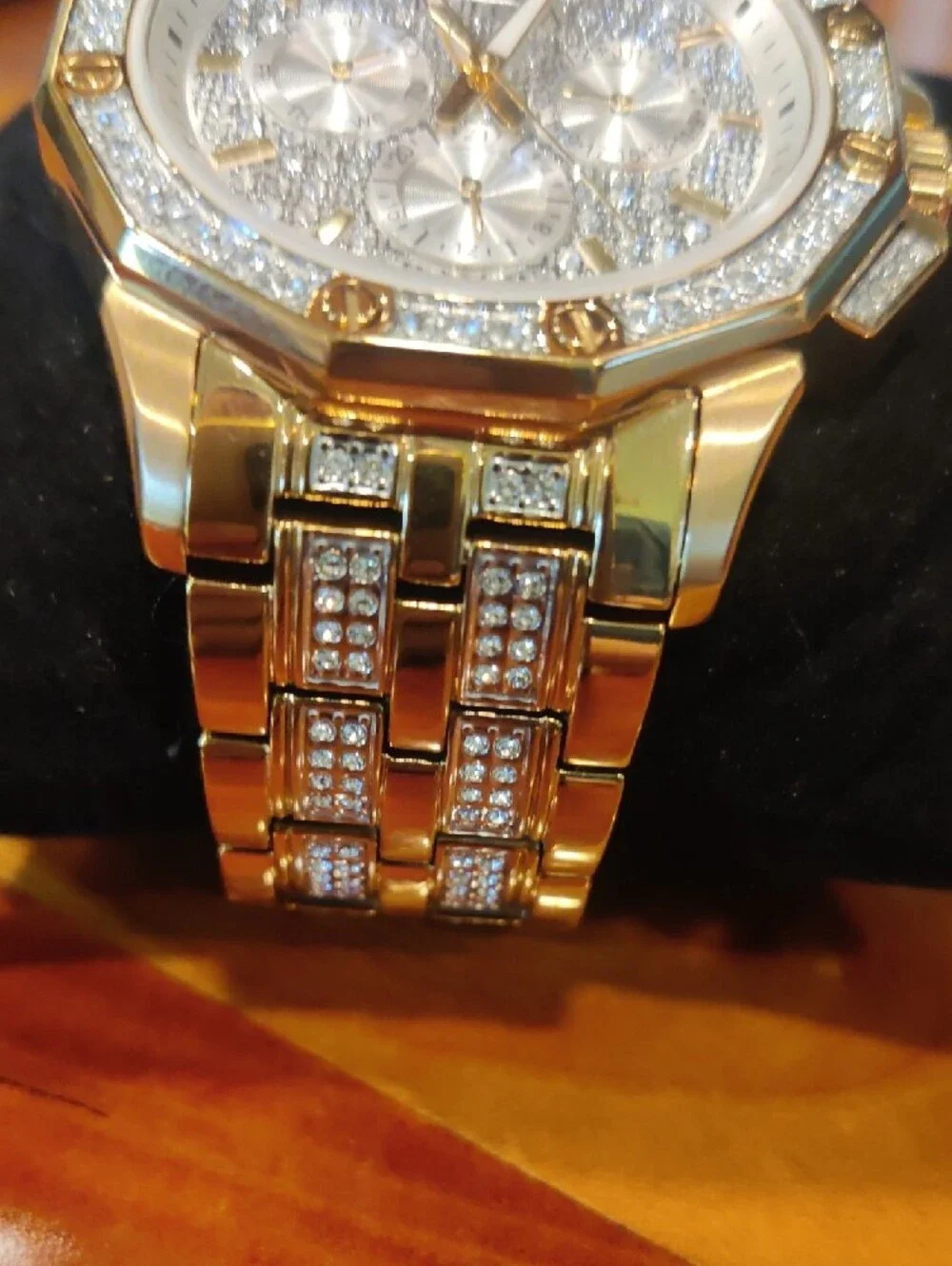 Bulova Gold and Silver Crystal Accent Chronograph Watch